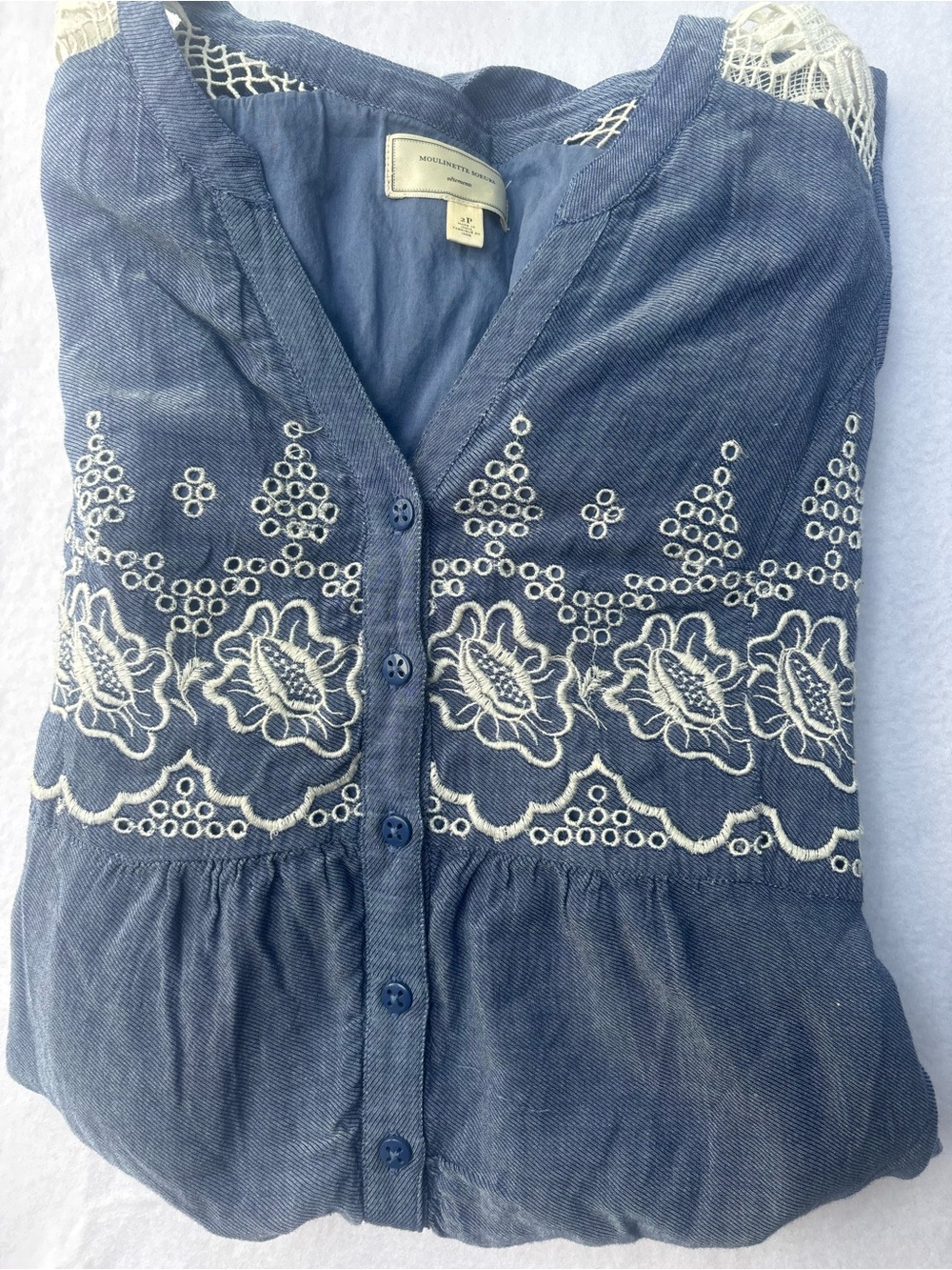 Anthropologie Moulinette Soeurs Lavender-Blue Embroidered Maxi Dress - Picture 12 of 13
